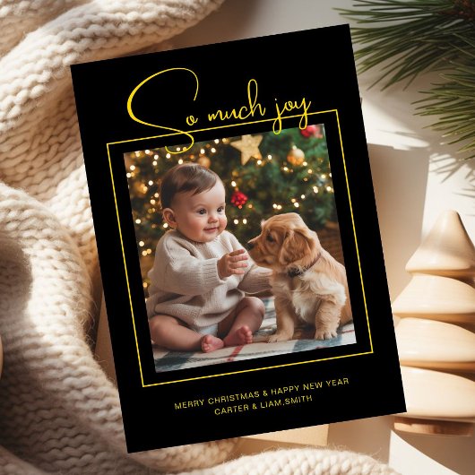 Dog & Baby Christmas Photo Greeting – So Much Joy シーズンカード