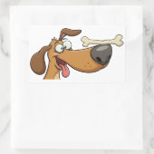  Dog Balancing Bone Cartoon 長方形シール (バッグ)