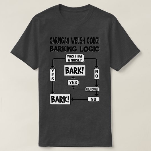 Dog Barking Logic, Dog Gift, Funny Cardigan Welsh Tシャツ (デザイン正面)