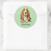 Dog, Basset Hound Portrait Template ラウンドシール (バッグ)