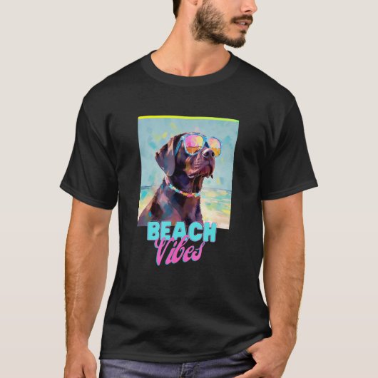 Dog Beach T Shirt Cute Labrador Owner Tee Gift Fun Tシャツ (正面)