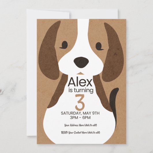 Dog Birthday Invitation | Editable Name & Age 招待状 (正面)