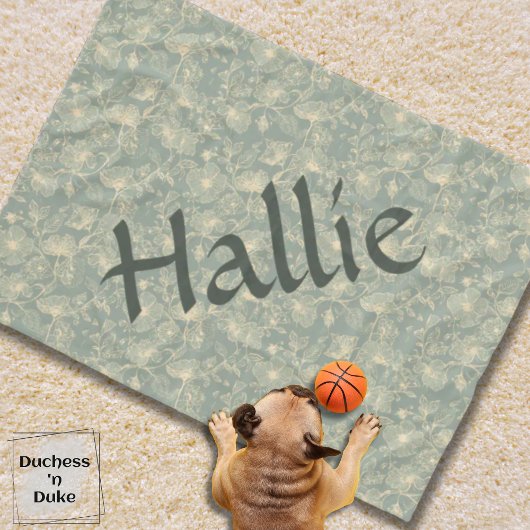 Dog Blanket - Sage Green Botanical, Personalized フリースブランケット