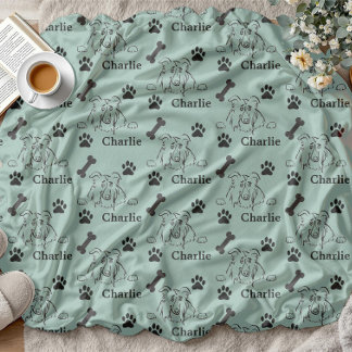 Dog Blanket with Name paws  gifts for dog lovers フリースブランケット