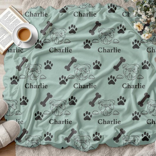  Dog Blanket with Name paws  gifts for dog lovers フリースブランケット