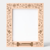 Dog bone Floral & Foliage Pet Paw Print Pattern レーザー彫刻フレーム (正面)