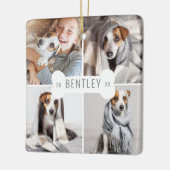 Dog Bone Modern Four Photo Pet Collage セラミックオーナメント (左)