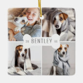Dog Bone Modern Four Photo Pet Collage セラミックオーナメント (正面)