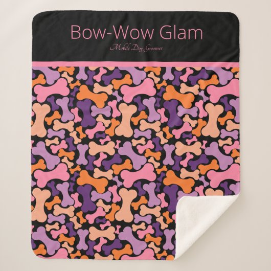 dog bone pet services fleece blanket シェルパブランケット (正面)