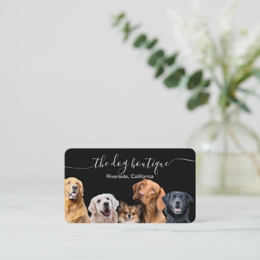 Dog Boutique Business Card Black and White 名刺 (スタンド正面)