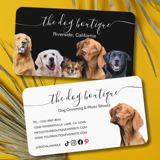 Dog Boutique Business Card Black and White 名刺