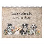Dog Breeds in Wildflowers 12-Month Custom Year カレンダー (カバー)