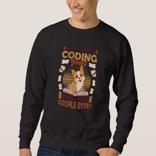 Dog Bytes Code Computer Joke Programming 1 スウェットシャツ (正面)