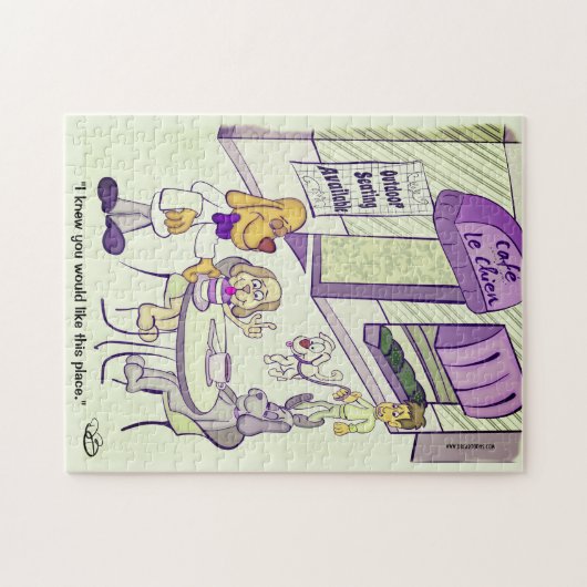 Dog Cafe Funny Jigsaw Puzzle ジグソーパズル (横)