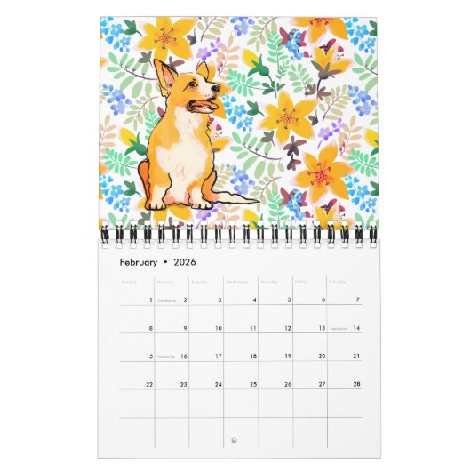 DOG calendar カレンダー (2月 2026)