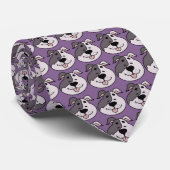 Dog Cartoon on Purple Custom Necktie ネクタイ (ロール)