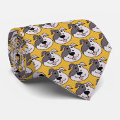 Dog Cartoon on Yellow Custom Necktie ネクタイ (ロール)