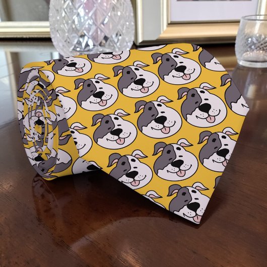 Dog Cartoon on Yellow Custom Necktie ネクタイ