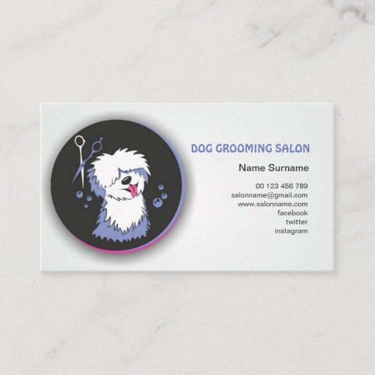 Dog & Cat Grooming Business Card. Pet Groomer. 名刺 (正面)