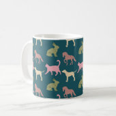 Dog Cat Horse Animal Silhouettes Pattern コーヒーマグカップ (正面左)