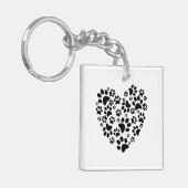 Dog Cat Paw Prints Heart Valentine's Day Love キーホルダー (正面左)