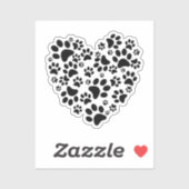 Dog Cat Paw Prints Heart Valentine's Day Love シール (シート)