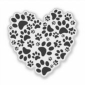 Dog Cat Paw Prints Heart Valentine's Day Love シール (正面)