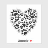 Dog Cat Paw Prints Heart Valentine's Day Love シール (シート)