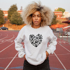 Dog Cat Paw Prints Heart Valentine's Day Love スウェットシャツ