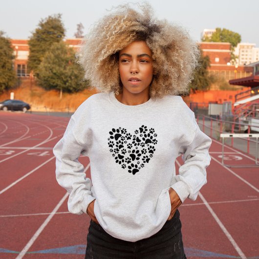 Dog Cat Paw Prints Heart Valentine's Day Love スウェットシャツ
