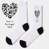Dog Cat Paw Prints Heart Valentine's Day Love ソックス