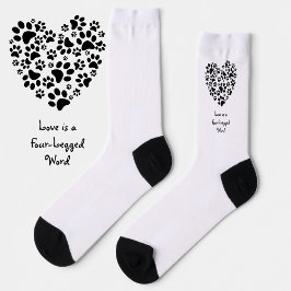 Dog Cat Paw Prints Heart Valentine's Day Love ソックス