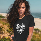 Dog Cat Paw Prints Heart Valentine's Day Love Tシャツ