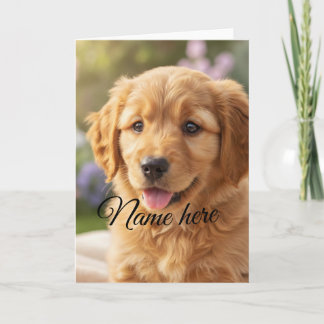 Dog cat pet name photo template simple minimal  カード