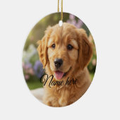 Dog cat pet name photo template simple minimal  セラミックオーナメント (右)