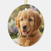 Dog cat pet name photo template simple minimal  セラミックオーナメント (左)