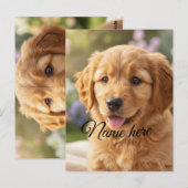 Dog cat pet name photo template simple minimal  ポストカード (正面/裏面)