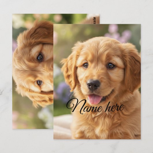 Dog cat pet name photo template simple minimal  ポストカード (正面/裏面)