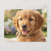 Dog cat pet name photo template simple minimal  ポストカード (裏面)