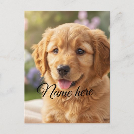 Dog cat pet name photo template simple minimal  ポストカード (正面)