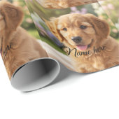 Dog cat pet name photo template simple minimal  ラッピングペーパー (ロールコーナー)