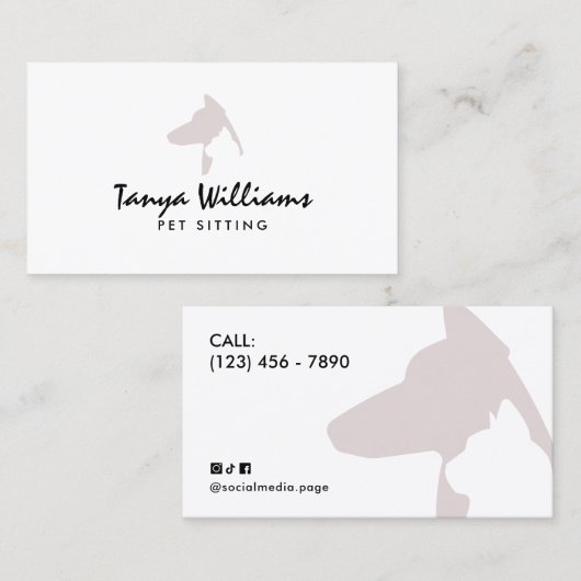 Dog cat silhouette logo pet sitting 名刺 (正面/裏面)