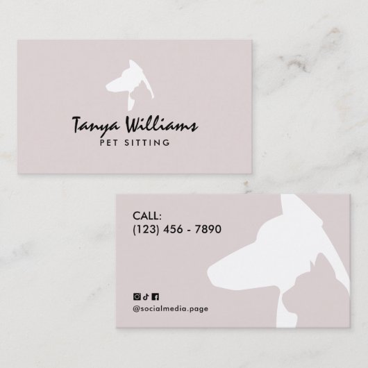 Dog cat silhouette logo pet sitting  名刺 (正面/裏面)