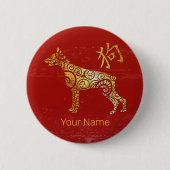 Dog Chinese Zodiac Horoscope Constellation Sign 缶バッジ (正面)