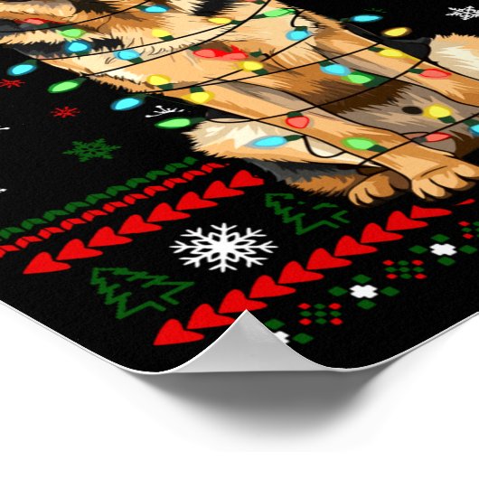 Dog Christmas, German Shepherd Christmas Lights Ug ポスター (角)