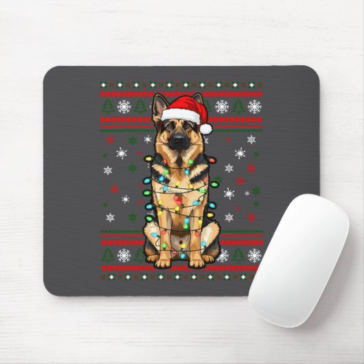 Dog Christmas, German Shepherd Christmas Lights Ug マウスパッド (マウス)