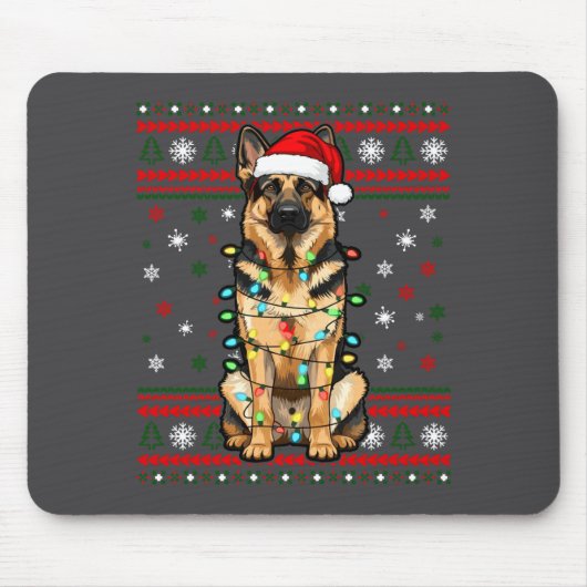 Dog Christmas, German Shepherd Christmas Lights Ug マウスパッド (正面)