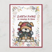 Dog Christmas Lights SANTA  PAWS is Coming to Town シーズンポストカード (正面)