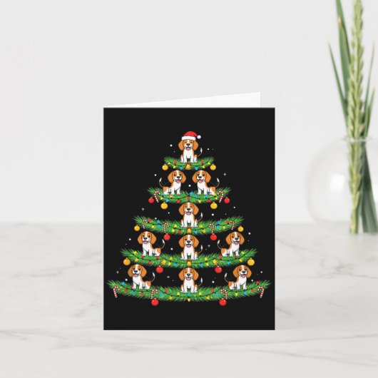 Dog Christmas Tree, Beagle Puppy Holiday Design Fo カード (正面)
