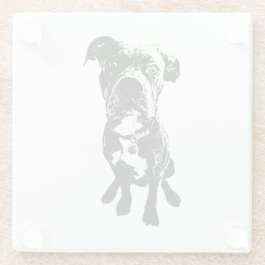 Dog Coaster – Sitting Dog Pose in Ink Linework ガラスコースター (裏面)
